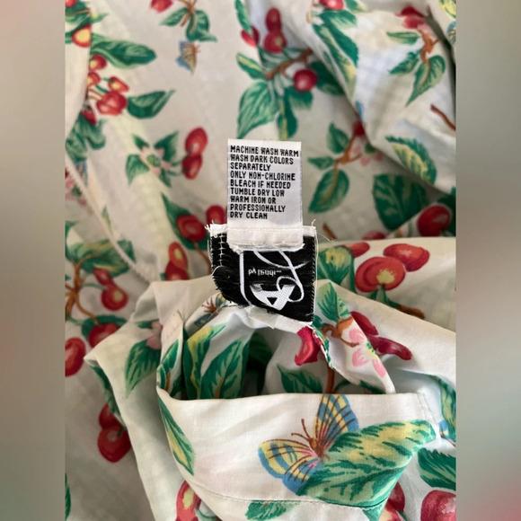 VINTAGE Teddi Reversible Cottagecore Cherry Gingham Zip Up Medium Windbreaker - Picture 5 of 11